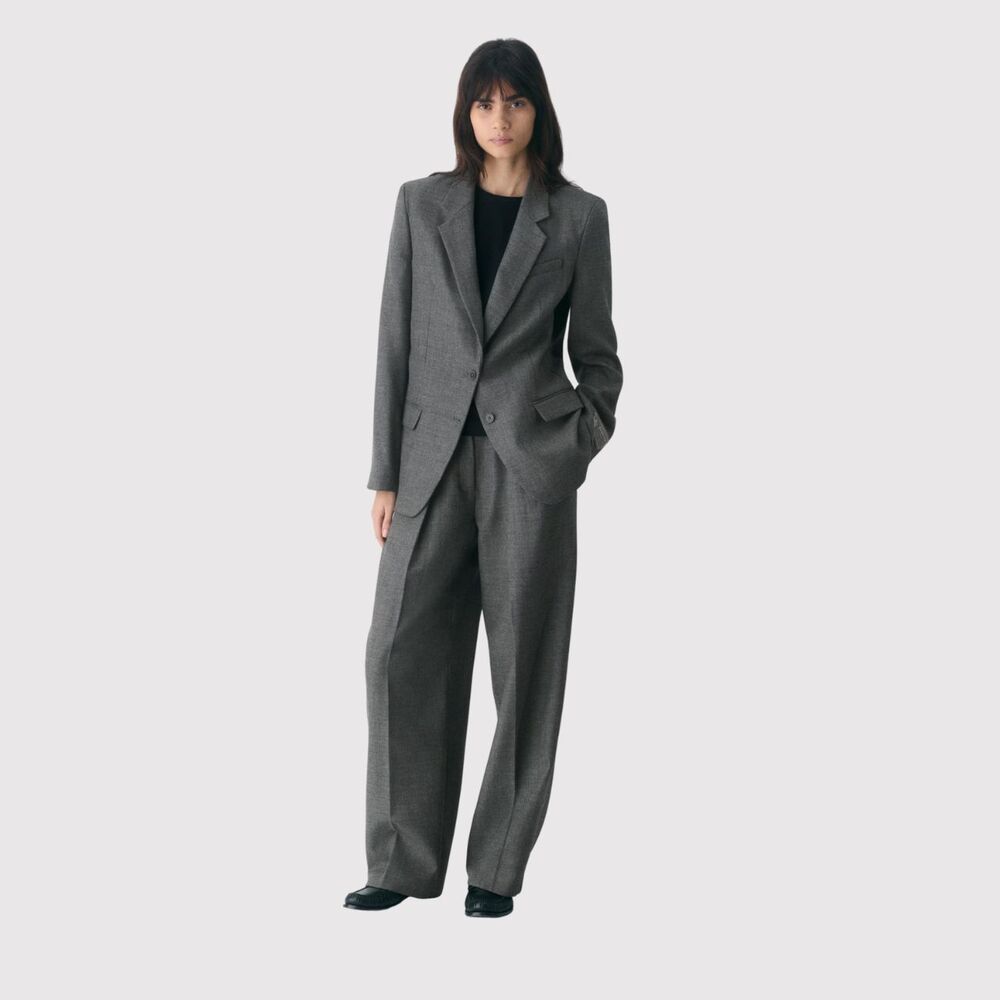 Aritzia Babaton Womens Dress Pants Gray Pleated Front Barrel Leg Trouser Size 0